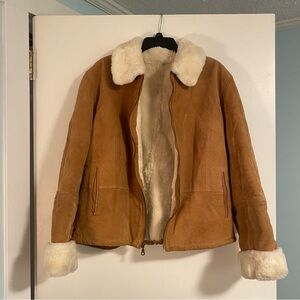 Vintage J Percy Marvin Richards Genuine Leather Fur Coat Jacket Women's L Brown